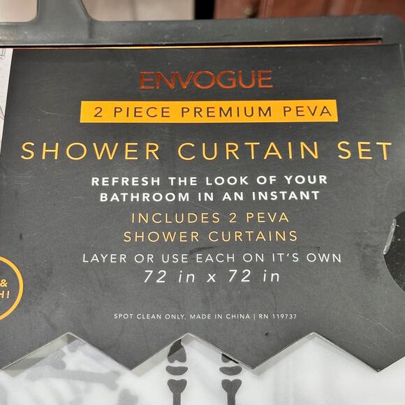 Halloween Dancing Black Skeletons Shower Curtains 72x72 Set of 2 New Spooky - Picture 3 of 6